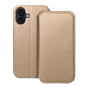 DUAL POCKET Book flip pouzdro iPhone 16 PLUS – zlatá