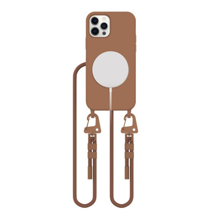 Pouzdro Tech-Protect MagNecklace MagSafe pro iPhone 12 / 12 Pro - hnědé