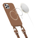 Pouzdro Tech-Protect MagNecklace MagSafe pro iPhone 12 / 12 Pro - hnědé