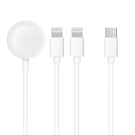 AG PREMIUM C3168 Nabíjecí USB-C kabel 3v1 (2x Lightning a Apple Watch) 10W, 1,2 m, bílý