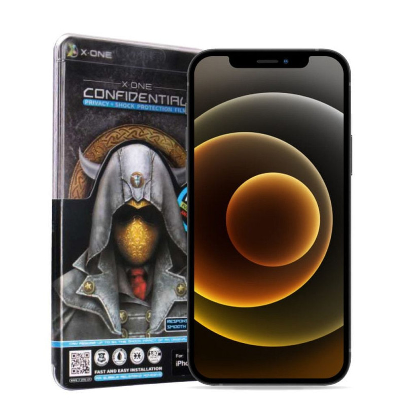 Ochranné sklo X-One X-ONE Full Cover Extra Strong Privacy pro iPhone 16 Pro/17/17 Pro - privacy (s celoplošným lepidlem)