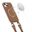 Pouzdro Tech-Protect MagNecklace MagSafe pro iPhone 14 - hnědé