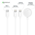 AG PREMIUM C3168 Nabíjecí USB-C kabel 3v1 (2x Lightning a Apple Watch) 10W, 1,2 m, bílý
