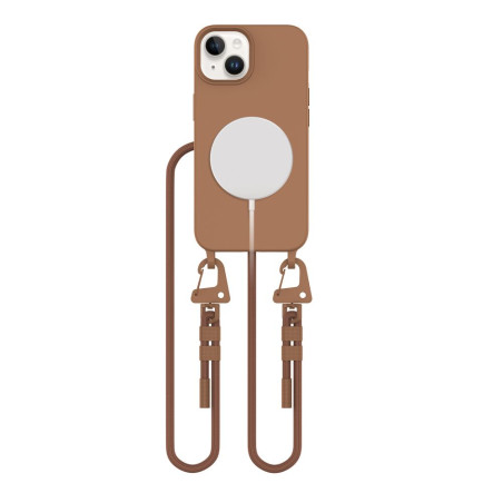 Pouzdro Tech-Protect MagNecklace MagSafe pro iPhone 15 - hnědé