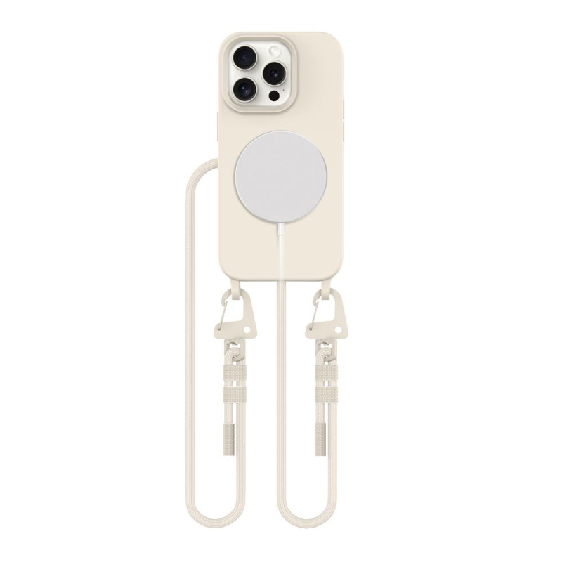 Pouzdro Tech-Protect MagNecklace MagSafe pro iPhone 15 Pro - béžové