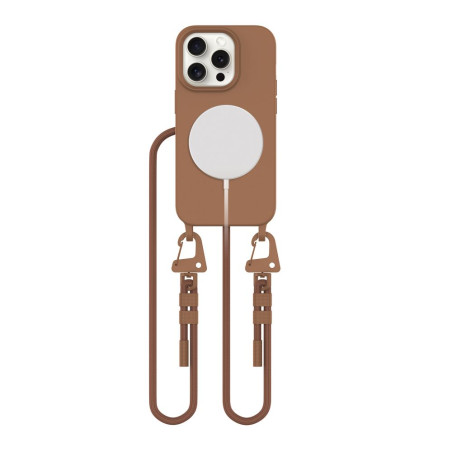 Pouzdro Tech-Protect MagNecklace MagSafe pro iPhone 15 Pro - hnědé