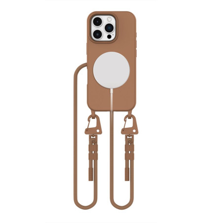 Pouzdro Tech-Protect MagNecklace MagSafe pro iPhone 16 Pro Max - hnědé