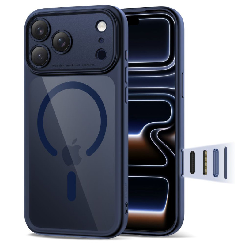 Pouzdro Tech-Protect MagPeak MagSafe CC pro iPhone 17 Pro – Deep Blue / Clear