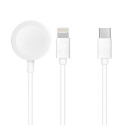 AG PREMIUM C3173 Nabíjecí USB-C kabel 2v1 pro hodinky Apple Watch a iPhone 1,2m, bílý