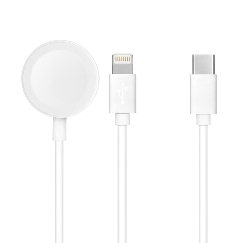AG PREMIUM C3173 Nabíjecí USB-C kabel 2v1 pro hodinky Apple Watch a iPhone 1,2m, bílý