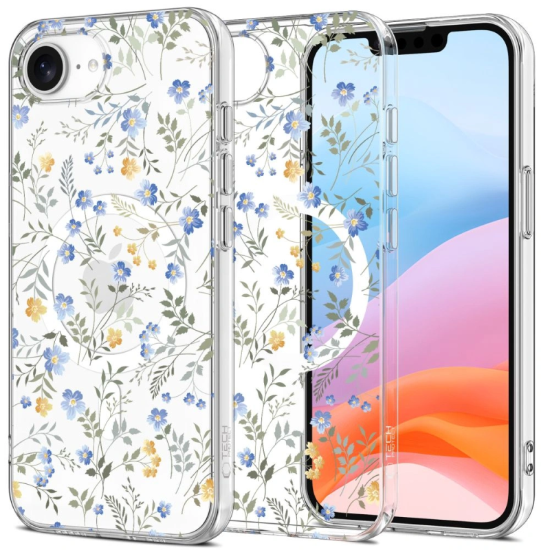 Pouzdro Tech‑Protect FlexAir MagSafe pro Apple iPhone 16e – jarní květiny