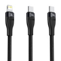 BASEUS CA1T2-F01 Datový a nabíjecí kabel 2v1 s USB-C a USB-C/Lightning, 1,2m, s podporou PD až 100W, černý