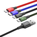 BASEUS CA1T4-A01 Opletený nabíjecí a datový kabel 4v1 (2x Lightning/USB-C/microUSB), 1,2 m, černý