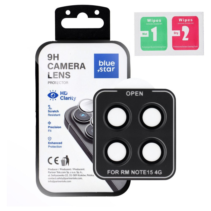 Ochranné sklo Blue Star TEMPERED GLASS CAMERA LENS PROTECTOR pro Xiaomi Redmi NOTE 15 4G - blue star easy install black