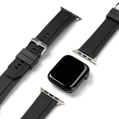 RINGKE Rubber One Klasický silikonový řemínek pro Apple Watch 42/44/45/49mm, černý