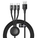 BASEUS CA1T4-I0G Opletený nabíjecí a datový kabel 4v1 (Lightning/USB-C/microUSB/Watch), 1,2 m, černý