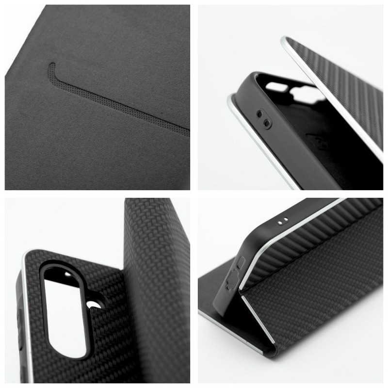 Flip pouzdro LUNA BOOK CARBON pro Samsung A40 - carbon black
