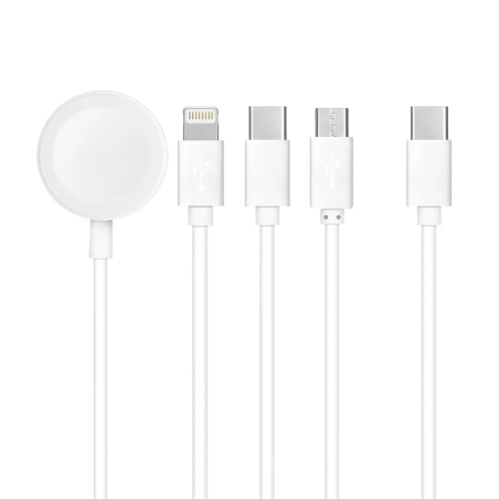 AG PREMIUM C3186 Nabíjecí USB-C kabel 4v1 (Lightning, Apple Watch, USB-C, Micro USB) 10W, 1,2 m, bílý