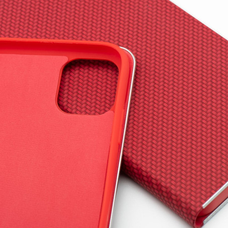Flip case LUNA Book Carbon pro iPhone 16 - červená