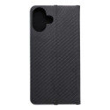 Flipové pouzdro LUNA Book CARBON iPhone 16 Plus carbon black