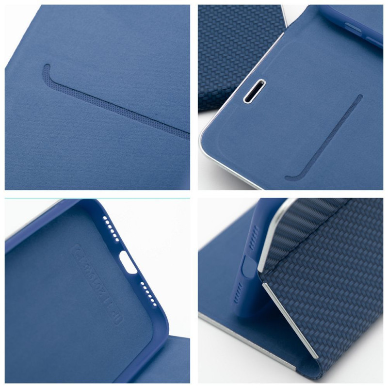 Pouzdro/Ochranné flipové pouzdro LUNA BOOK CARBON pro Xiaomi Redmi 14C - carbon blue