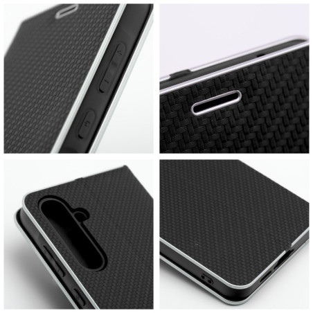 Pouzdro flip LUNA BOOK CARBON pro Redmi Note 14 Pro - carbon black