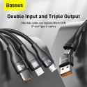 BASEUS CA2T3-G1 Datový a nabíjecí opletený kabel 3v1 (USB-C/Lightning/MicroUSB) 100W, 1,2m, černý