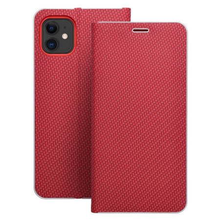 Flipové pouzdro iPhone 17 Luna Book Carbon - červená