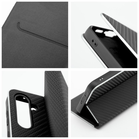 Pouzdro LUNA BOOK CARBON pro Samsung A17 - carbon black