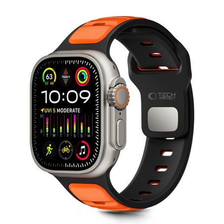 Řemínek Tech-Protect IconBand Line pro Apple Watch 8 / 9 / 10 / 11 / SE / Ultra (44 / 45 / 46 / 49 mm) – černý/oranžový