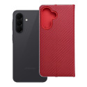 Pouzdro flip LUNA BOOK CARBON pro Samsung A37 5G červená