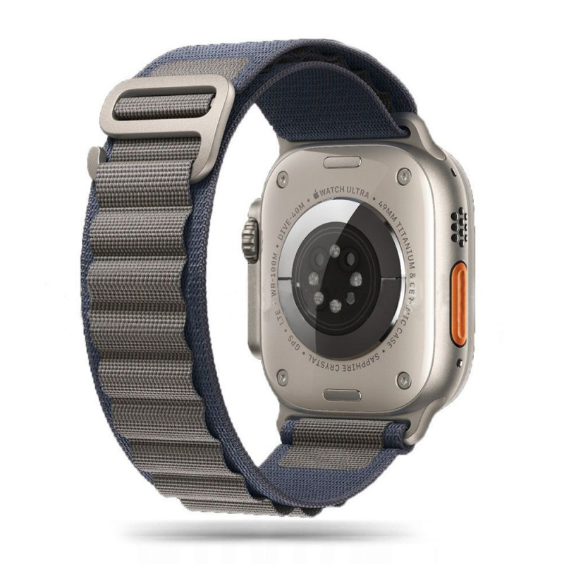 Řemínek Tech-Protect Nylon Pro pro Apple Watch 8 / 9 / 10 / 11 / SE / Ultra (44 / 45 / 46 / 49 mm) – tmavě modrá / šedá
