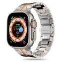 Řemínek Tech-Protect Stainless Line pro Apple Watch 8 / 9 / 10 / 11 / SE / Ultra (44 / 45 / 46 / 49 mm) – titanový/oranžový