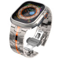 Řemínek Tech-Protect Stainless Line pro Apple Watch 8 / 9 / 10 / 11 / SE / Ultra (44 / 45 / 46 / 49 mm) – titanový/oranžový