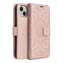 Pouzdro MEZZO Book pro iPhone 13 – růžovo-zlaté
