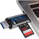 BASEUS CADKQ-B0G Lentil - Cabin čtečka paměťových karet s USB a USB-C konektorem, vesmírně šedá