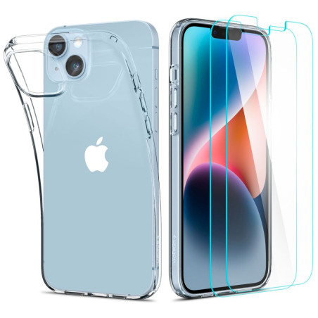 Sada Spigen Crystal: pouzdro a tvrzené sklo pro iPhone 14 Plus – čiré