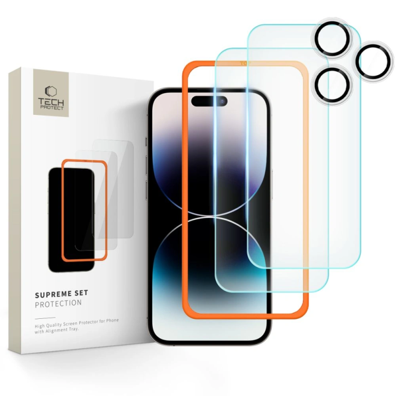 Set Tech-Protect Supreme pro Apple iPhone 16 Pro Clear [3 PACK]