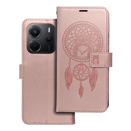 Pouzdro MEZZO Book Redmi Note 14 – růžovo-zlaté