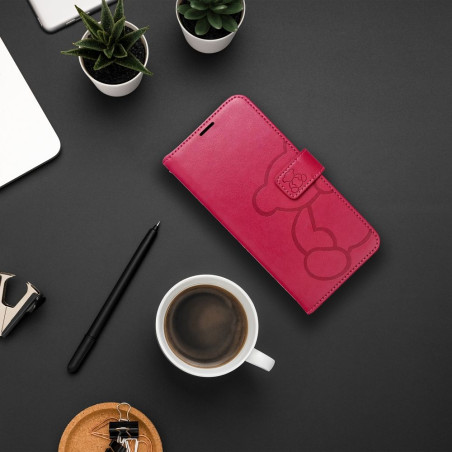 Pouzdro MEZZO BOOK plyšový medvídek pro Samsung A26 5G - purpurové