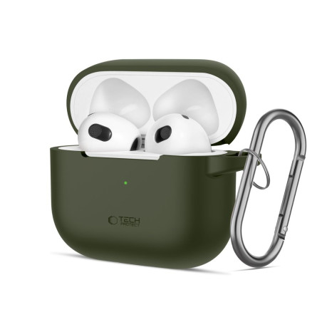 Silikonové pouzdro Tech-Protect Silicone Hook pro Apple AirPods 3 – Olive Green