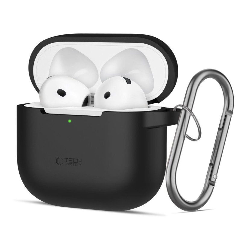 Silikonové pouzdro Tech-Protect Silicone Hook pro Apple AirPods 4 – černé