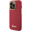 Kryt GUESS SILICONE SCRIPT METAL LOGO & FRAME iPhone 15 Pro - purpurový