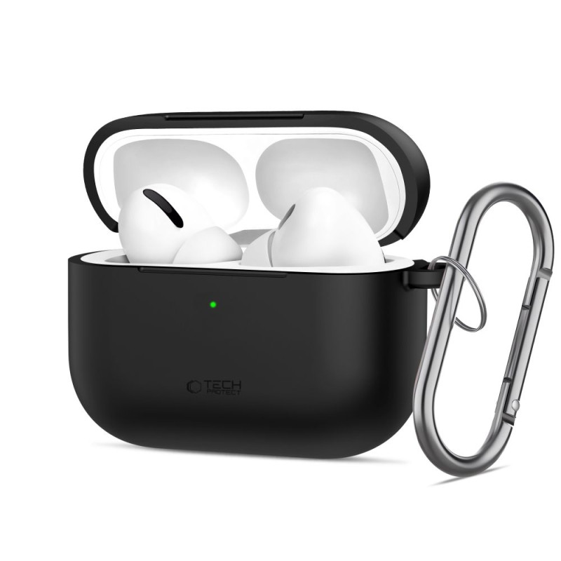 Silikonové pouzdro Tech-Protect Silicone Hook pro Apple AirPods Pro 3 – Black