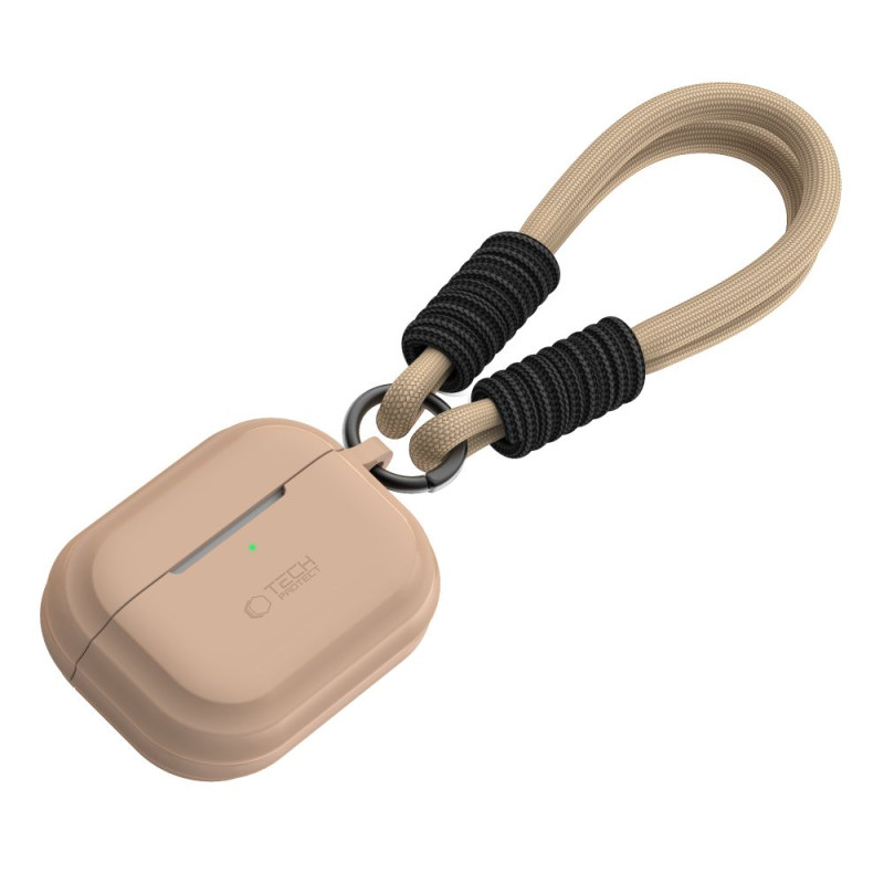 Silikonové pouzdro Tech-Protect Silicone Rope pro Apple AirPods Pro 1 / 2 – Caffe Latte