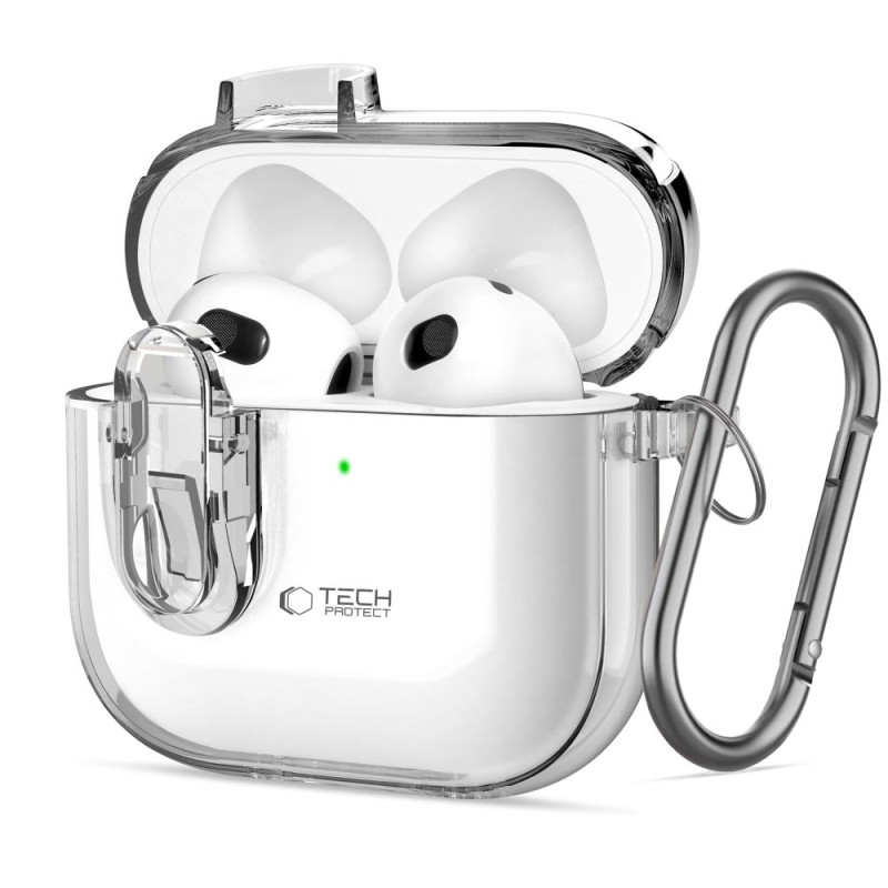 Silikonové pouzdro Tech-Protect Slim Hook pro Apple AirPods 4 – Clear