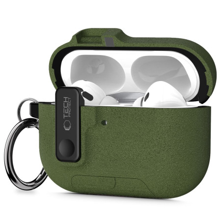 Silikonové pouzdro Tech-Protect Slim Hook pro Apple AirPods Pro 3 – Olive Green