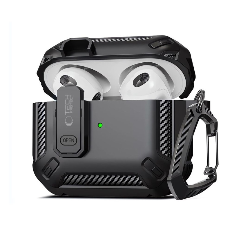 Silikonové pouzdro Tech-Protect X-Carbo pro Apple AirPods Pro 1 / 2 – Black