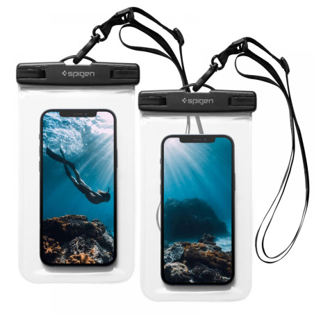 SPIGEN A601 Vodotěsné IPX8 pouzdro pro mobilní telefon až 6,8", 2ks, černé