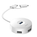 BASEUS CAHUB-QB02 Hub USB/USB-C na 1x USB3.0 + 3x USB2.0, bílý